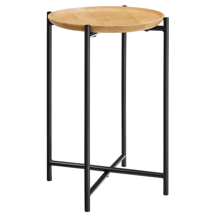 Xilo Round Wood and Metal Side Table by Modway