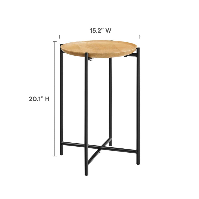 Xilo Round Wood and Metal Side Table by Modway