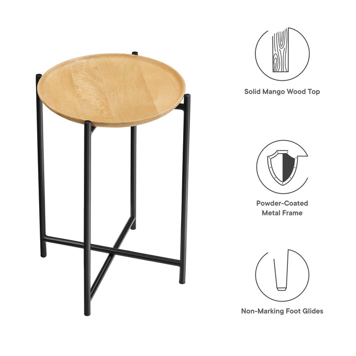 Xilo Round Wood and Metal Side Table by Modway