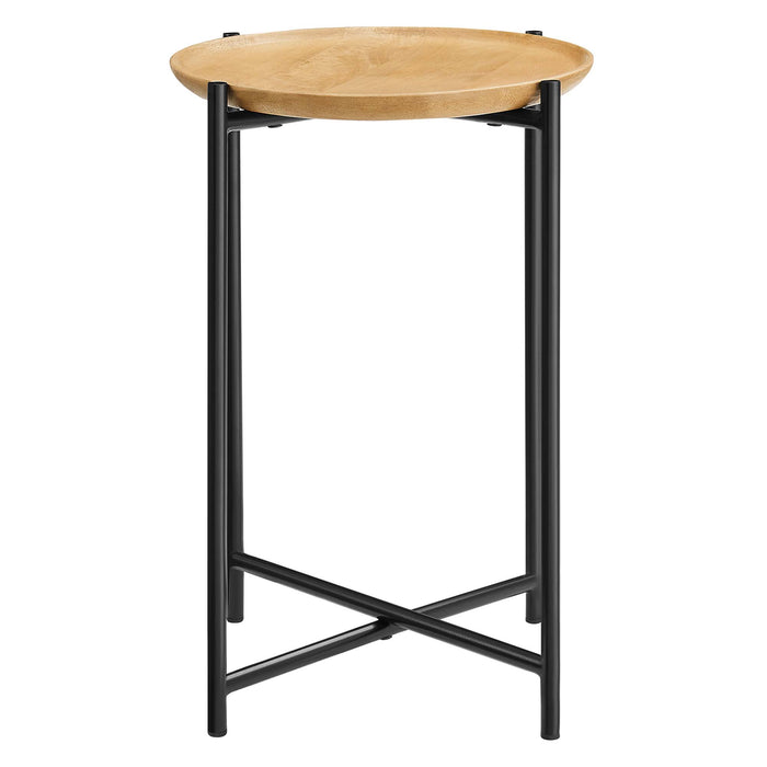 Xilo Round Wood and Metal Side Table by Modway