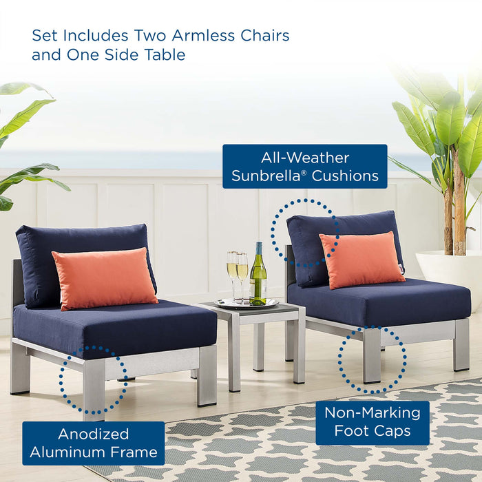 Shore 3 Piece Sunbrella� Fabric Outdoor Patio Aluminum Set by Modway