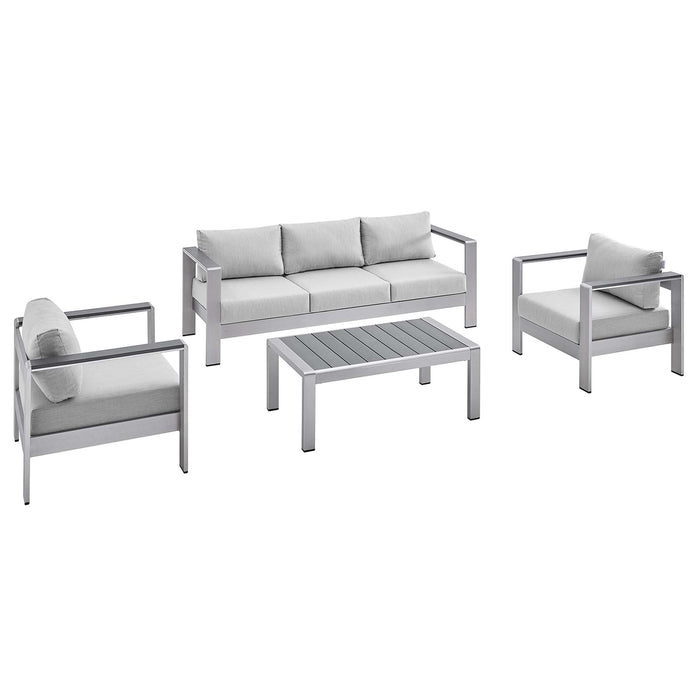 Shore 4 Piece Sunbrella� Fabric Outdoor Patio Aluminum Set by Modway