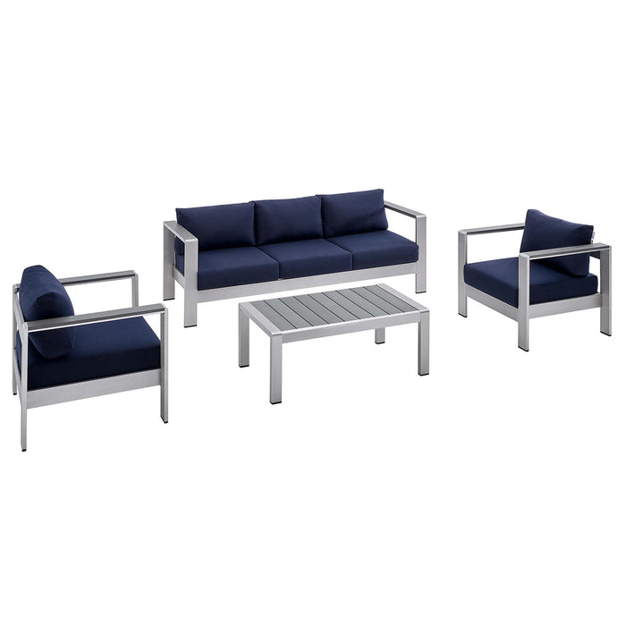 Shore 4 Piece Sunbrella� Fabric Outdoor Patio Aluminum Set by Modway