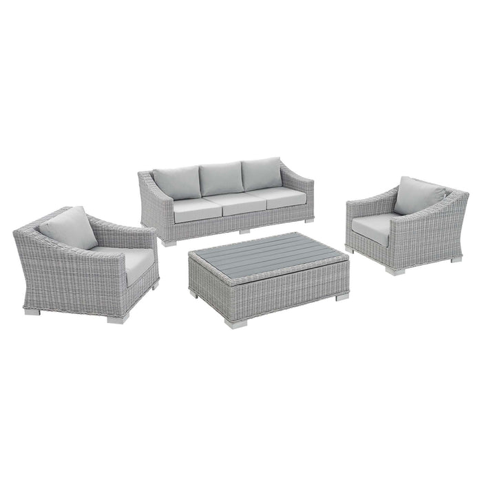 Conway 4-Piece Sunbrella� Outdoor Patio Wicker Rattan Furniture Set by Modway