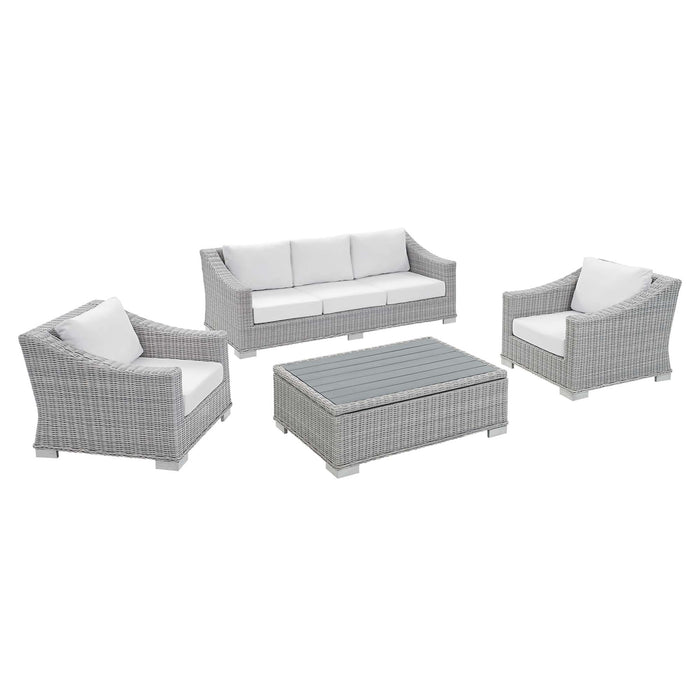 Conway 4-Piece Sunbrella� Outdoor Patio Wicker Rattan Furniture Set by Modway