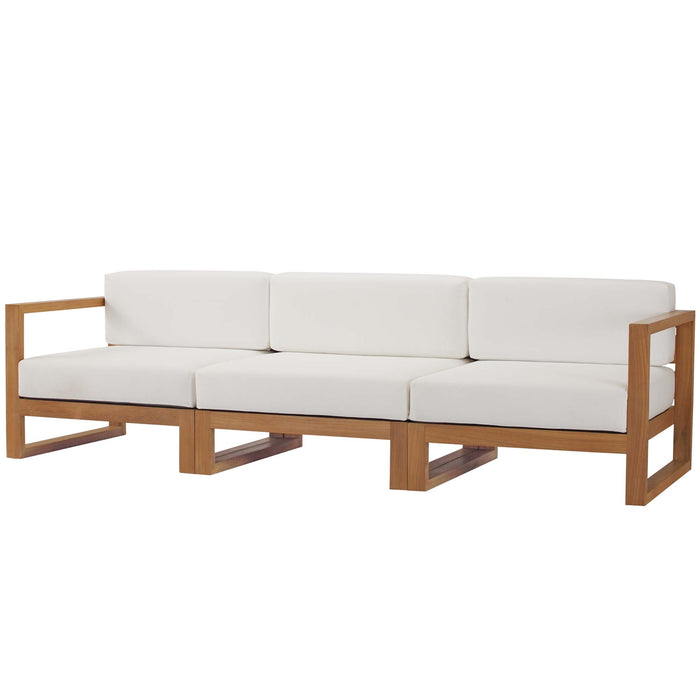 Upland 3-Piece Outdoor Patio Teak Wood Sectional Sofa Set by Modway