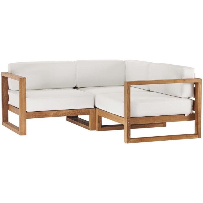 Upland 3-Piece Outdoor Patio Teak Wood Sectional Sofa Set by Modway