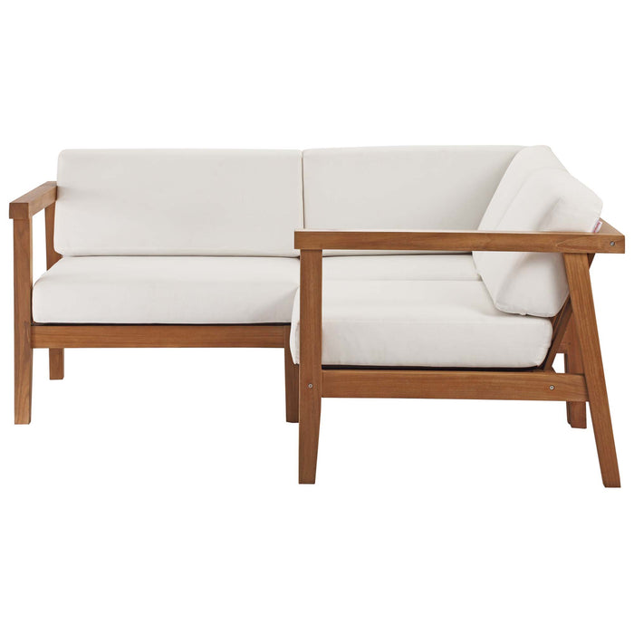 Bayport 3-Piece Outdoor Patio Teak Wood Sectional Sofa Set by Modway