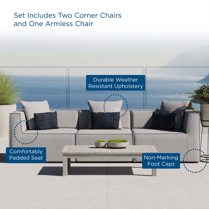 Saybrook 3-Piece Outdoor Patio Upholstered Sectional Sofa by Modway