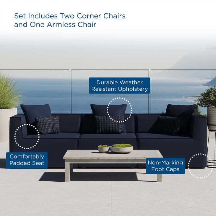 Saybrook 3-Piece Outdoor Patio Upholstered Sectional Sofa by Modway