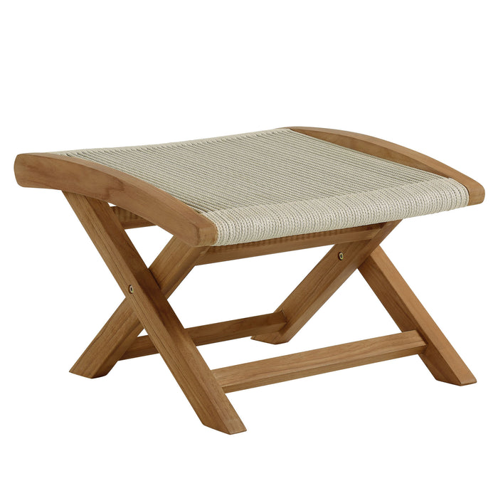 Vienna Outdoor Patio Teak and Rope Folding Ottoman by Modway