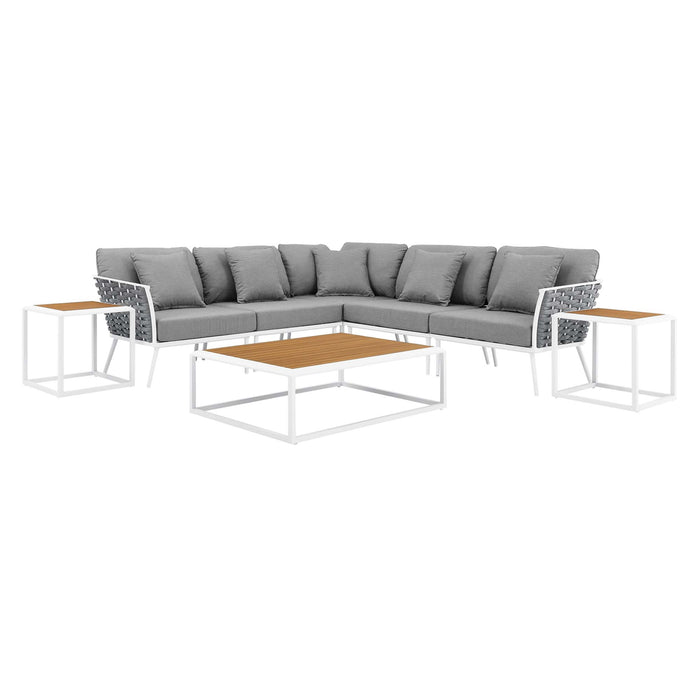 Stance 8 Piece Outdoor Patio Aluminum Sectional Sofa Set by Modway