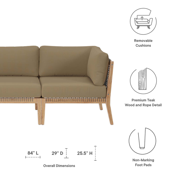 Clearwater Outdoor Patio Teak Wood Sofa by Modway