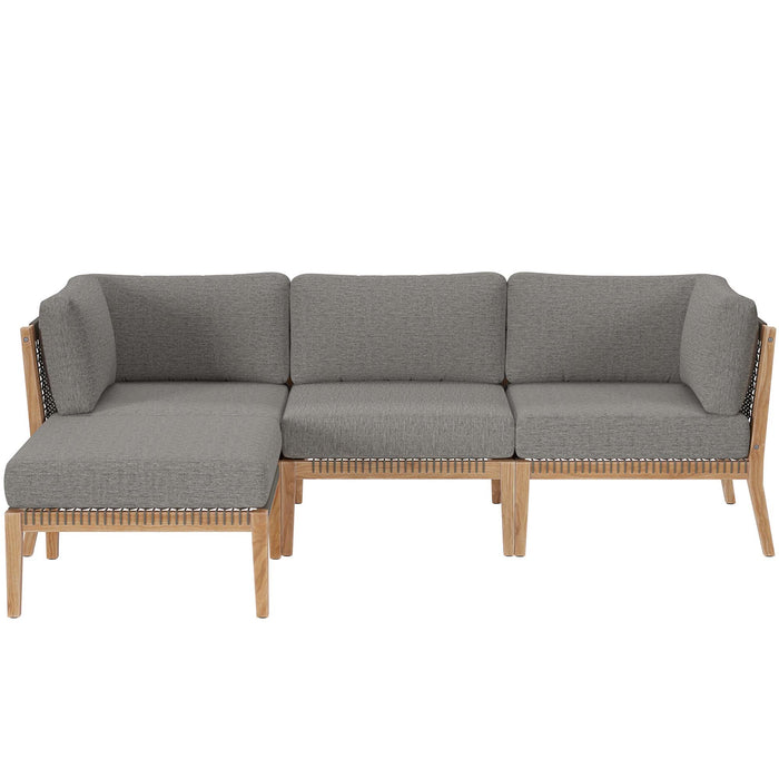 Clearwater 4-Piece Outdoor Patio Teak Wood Sectional Sofa by Modway