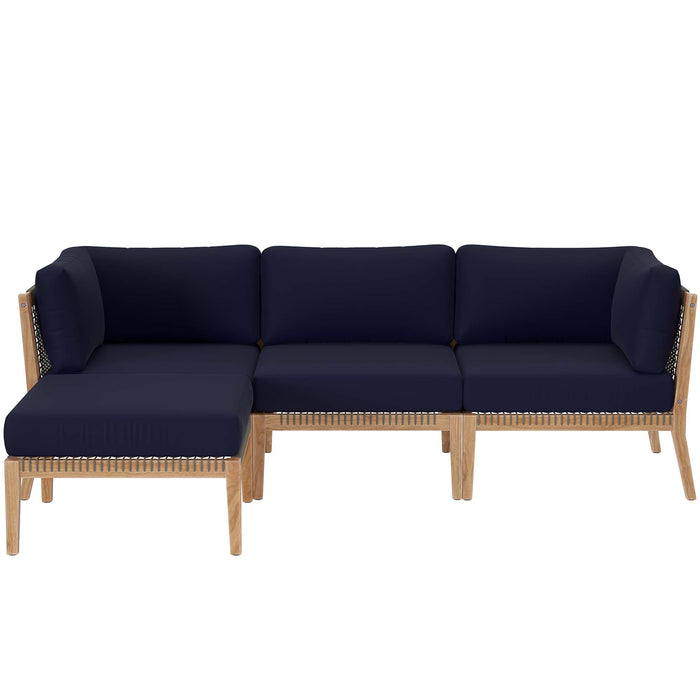 Clearwater 4-Piece Outdoor Patio Teak Wood Sectional Sofa by Modway