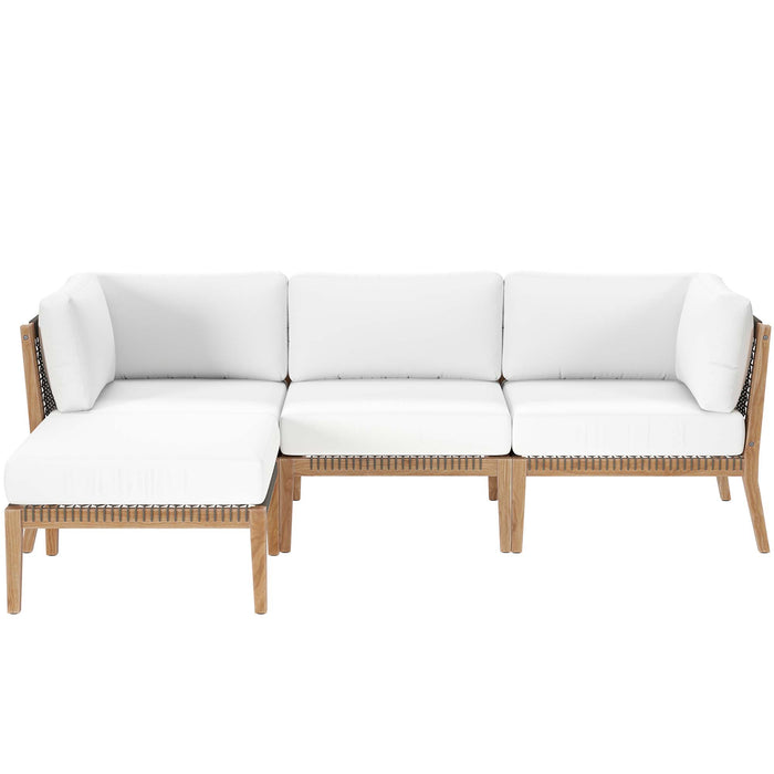 Clearwater 4-Piece Outdoor Patio Teak Wood Sectional Sofa by Modway