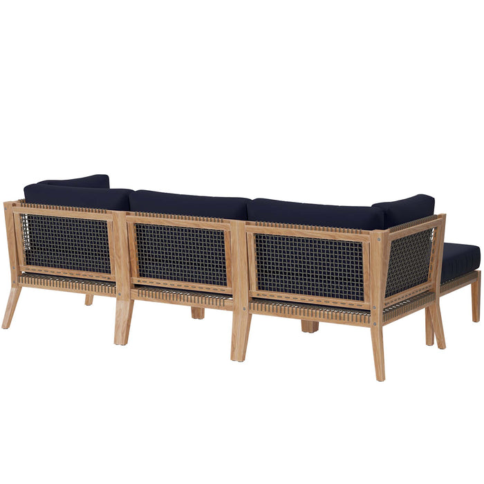 Clearwater 4-Piece Outdoor Patio Teak Wood Sectional Sofa by Modway