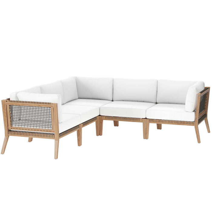 Clearwater 5-Piece Outdoor Patio Teak Wood Sectional Sofa by Modway