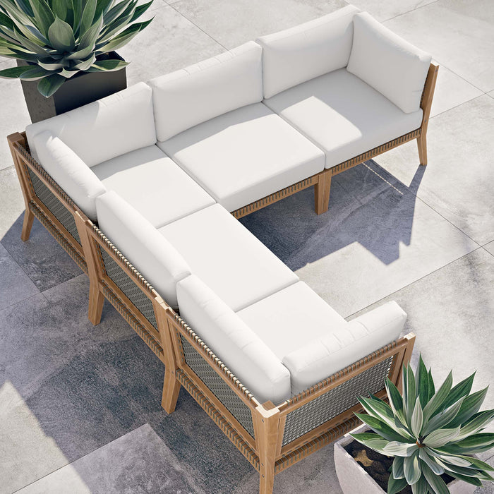 Clearwater 5-Piece Outdoor Patio Teak Wood Sectional Sofa by Modway