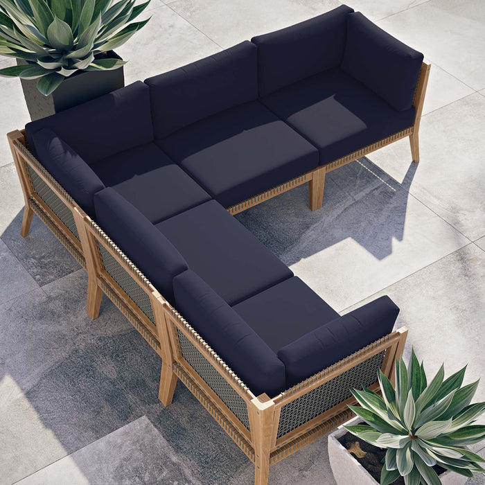 Clearwater 5-Piece Outdoor Patio Teak Wood Sectional Sofa by Modway