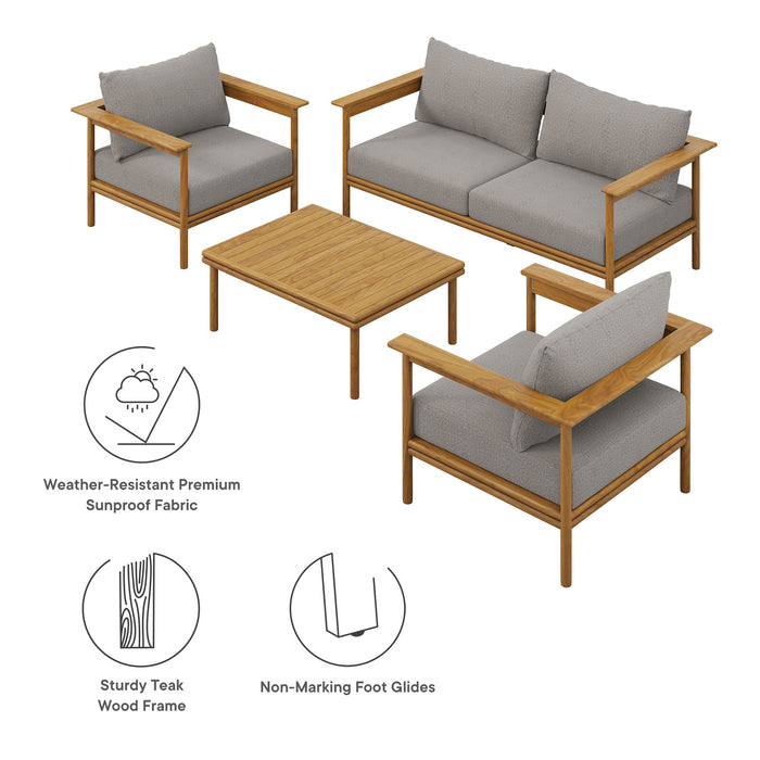 Wren 4-Piece Outdoor Patio Teak Wood Furniture Set by Modway