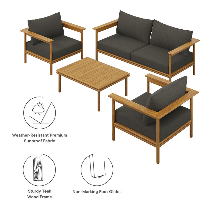 Wren 4-Piece Outdoor Patio Teak Wood Furniture Set by Modway