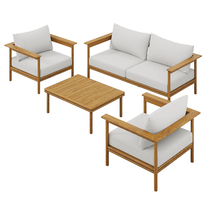 Wren 4-Piece Outdoor Patio Teak Wood Furniture Set by Modway