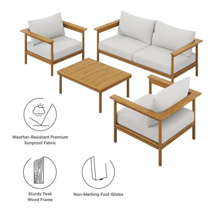 Wren 4-Piece Outdoor Patio Teak Wood Furniture Set by Modway