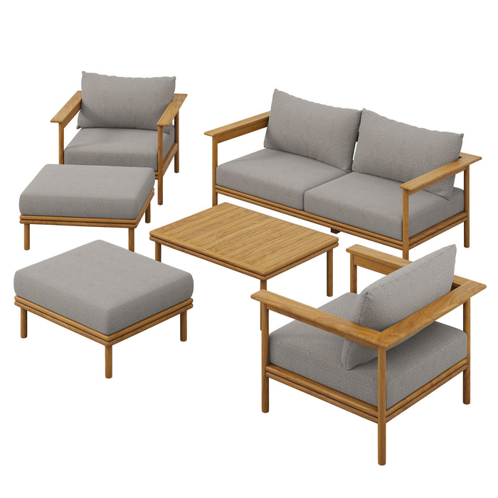 Wren 6-Piece Outdoor Patio Teak Wood Furniture Set by Modway