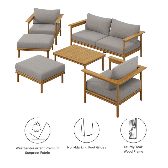 Wren 6-Piece Outdoor Patio Teak Wood Furniture Set by Modway