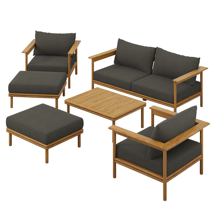 Wren 6-Piece Outdoor Patio Teak Wood Furniture Set by Modway