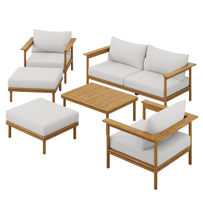 Wren 6-Piece Outdoor Patio Teak Wood Furniture Set by Modway