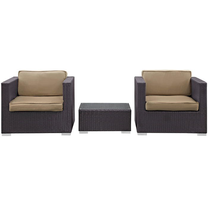 Burrow 3 Piece Outdoor Patio Sofa Set by Modway