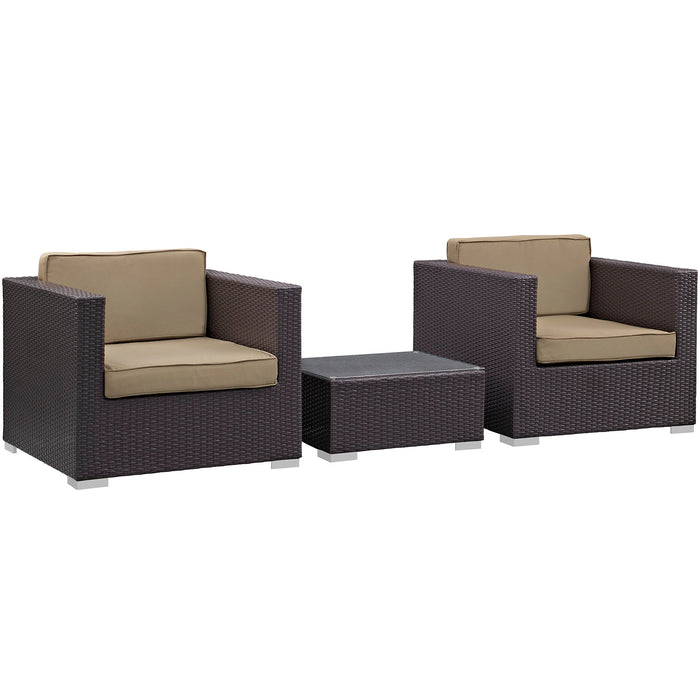 Burrow 3 Piece Outdoor Patio Sofa Set by Modway