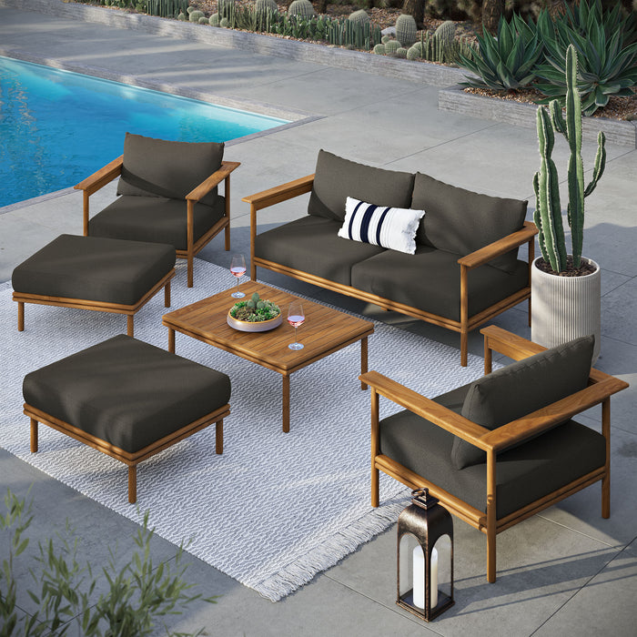 Wren 6-Piece Outdoor Patio Teak Wood Furniture Set by Modway