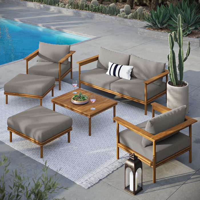 Wren 6-Piece Outdoor Patio Teak Wood Furniture Set by Modway