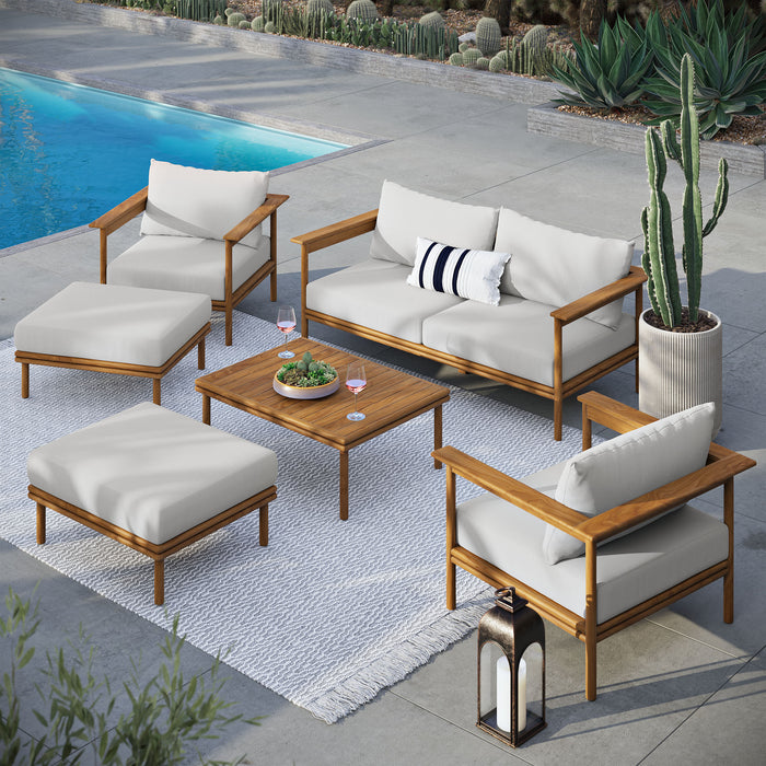 Wren 6-Piece Outdoor Patio Teak Wood Furniture Set by Modway