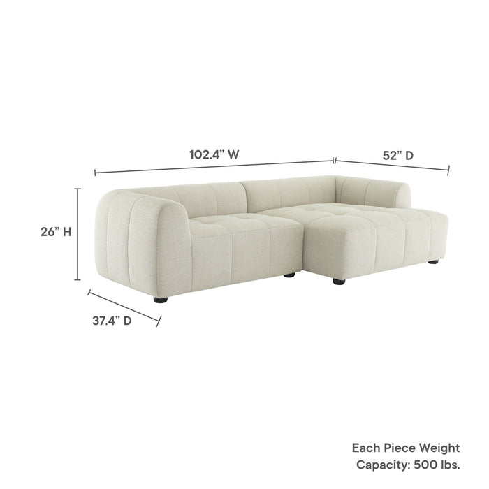 Liana Right-Facing Upholstered Fabric Modular Sofa with Chaise by Modway