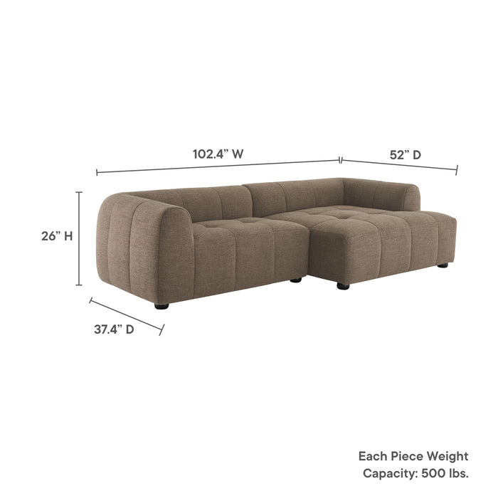 Liana Right-Facing Upholstered Fabric Modular Sofa with Chaise by Modway