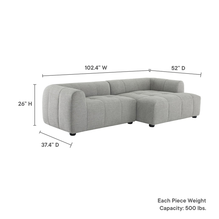 Liana Right-Facing Upholstered Fabric Modular Sofa with Chaise by Modway