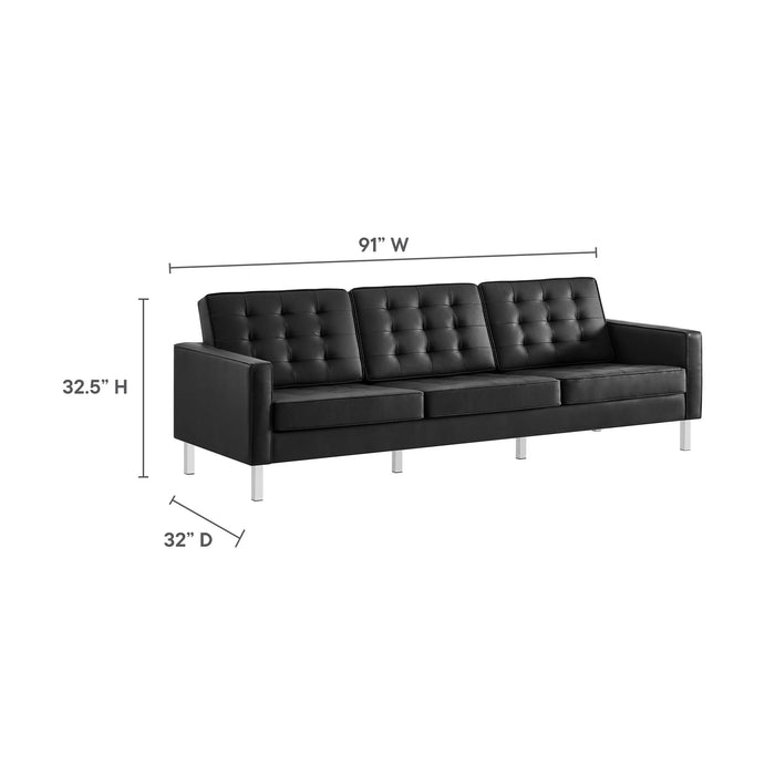 Loft Tufted Vegan Leather Sofa by Modway