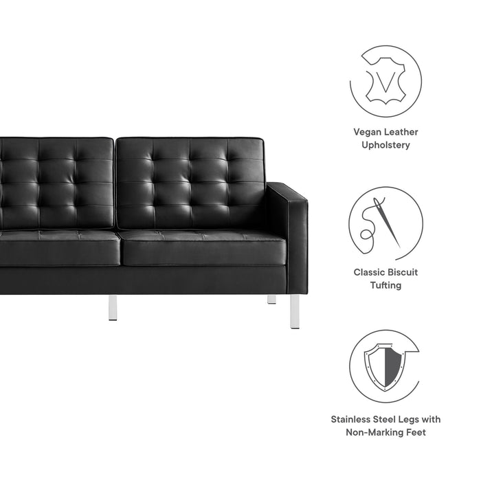 Loft Tufted Vegan Leather Sofa by Modway