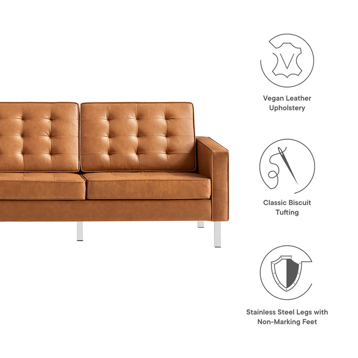 Loft Tufted Vegan Leather Sofa by Modway