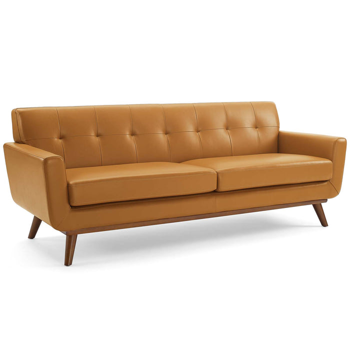 Engage Top-Grain Leather Living Room Lounge Sofa by Modway