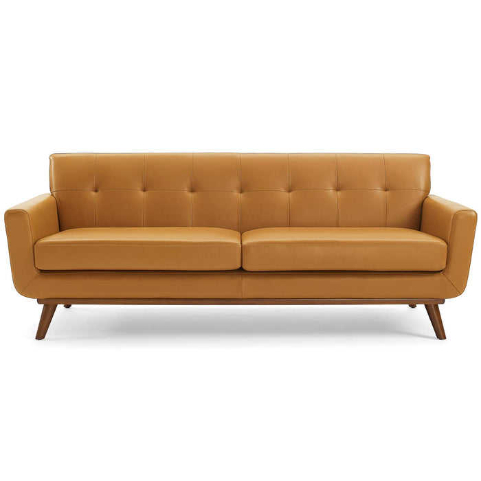 Engage Top-Grain Leather Living Room Lounge Sofa by Modway