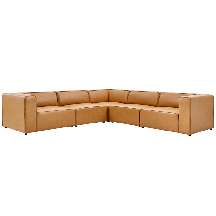 Mingle 5-Piece Vegan Leather Sectional Sofa by Modway