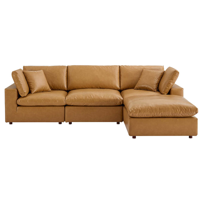 Commix 4-Piece Down Filled Overstuffed Vegan Leather Sectional Sofa by Modway