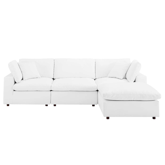 Commix 4-Piece Down Filled Overstuffed Vegan Leather Sectional Sofa by Modway