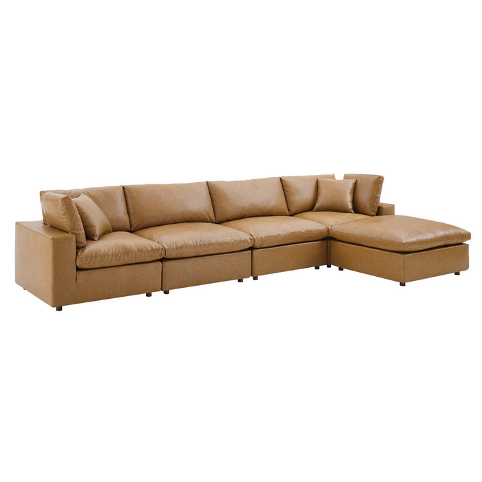 Commix 5-Piece Down Filled Overstuffed Vegan Leather Sectional Sofa by Modway