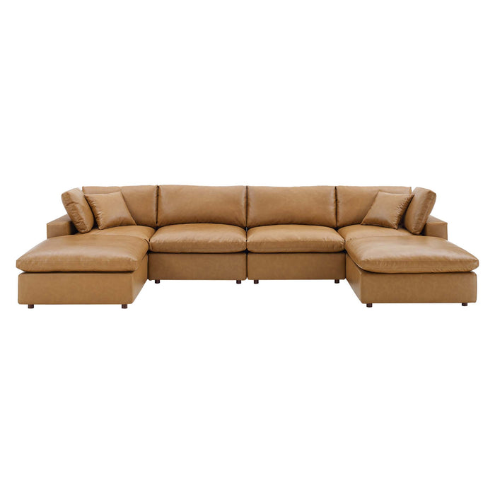 Commix 6-Piece Down Filled Overstuffed Vegan Leather Sectional Sofa by Modway